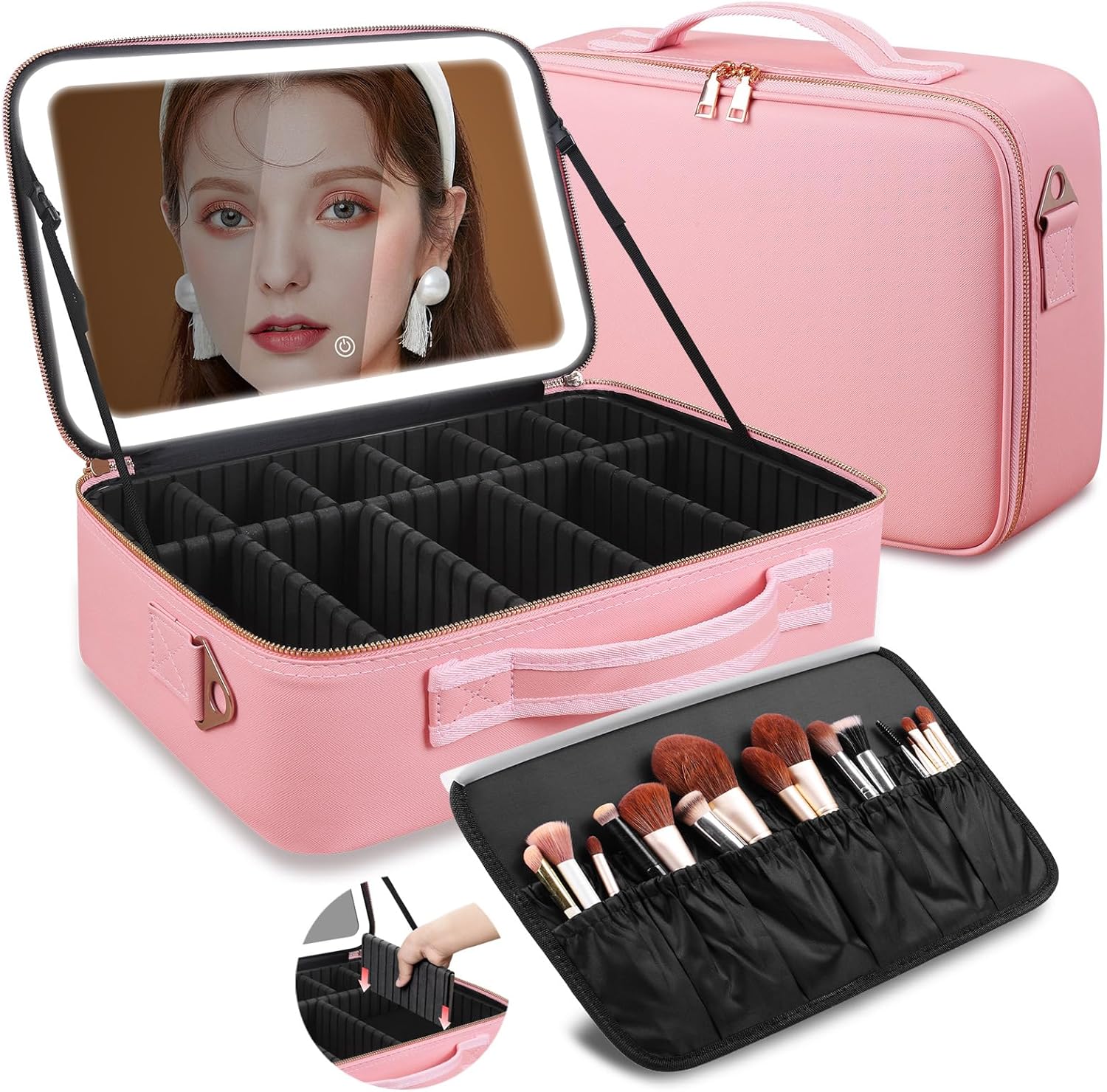 Beauty Makeup Vanity - حقيبة مكياج كبيرة السعة 15''×11'' مع
