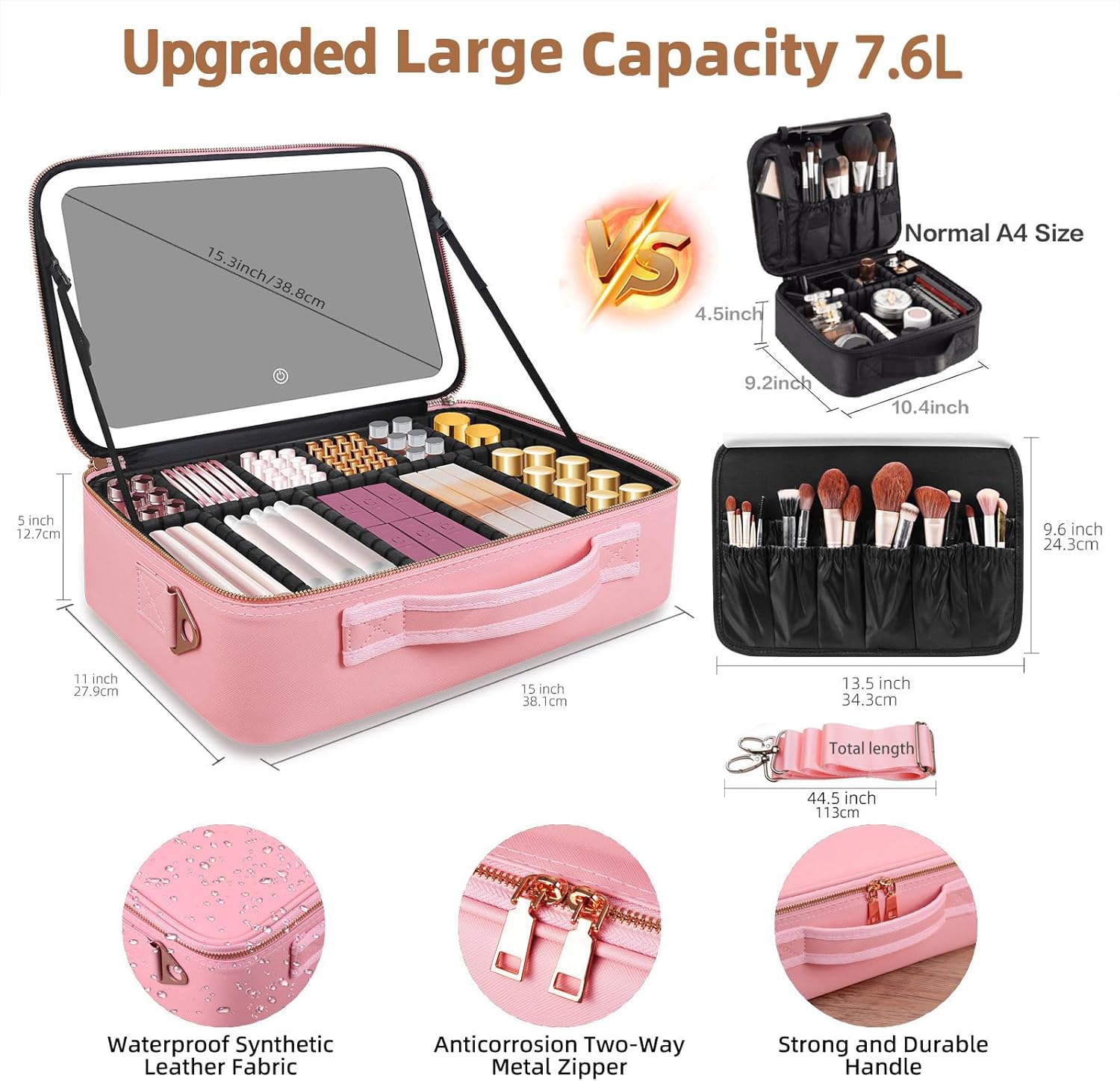 حقيبة مكياج كبيرة السعة 15''×1 - مراجعة Beauty Makeup Vanity وسعره